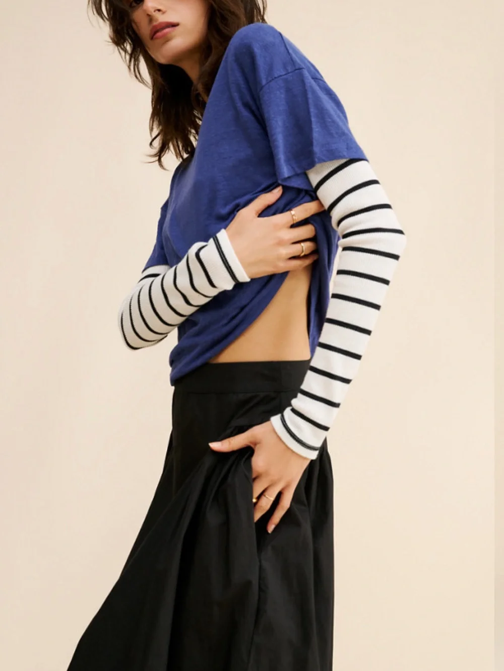 Free People Katia Maxi Skirt in Black Cotton Poplin Size 0